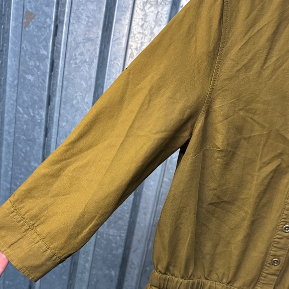 Button-Front Utility Romper in Mustard - Picture 2 of 5